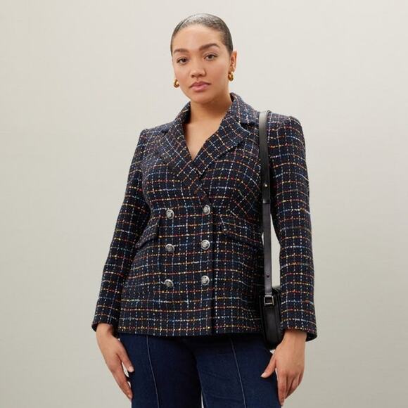 Veronica Beard Rumer Dickey Jacket Blue Tweed Double Breasted Size 8 Preowned - Picture 3 of 12